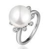 Christmas gift zinc alloy jewelry ladies pearl rings silver color