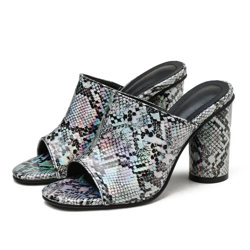 

Summer 2020 wear high-heeled sandals open toe Color matching Block high heels slippers thick heel woman shoes size 41