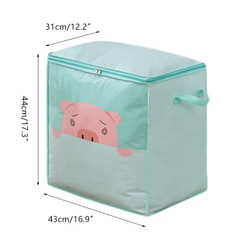 

Clothes Quilt Storage Bag Cute Cartoon Foldable Storage Bags Closet Organizer for Blanket Pillow Sweater Luggage Organizer Bag