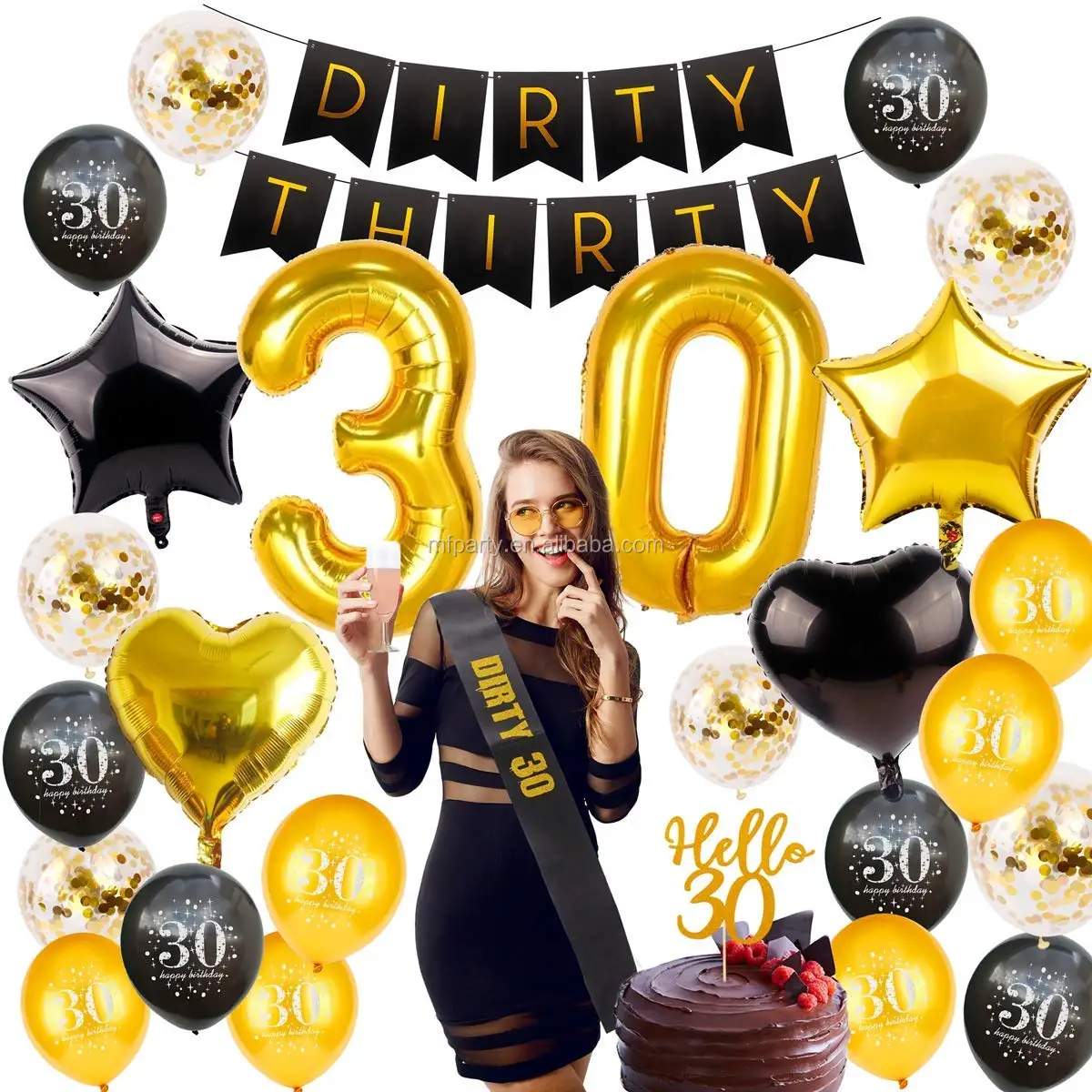 30th Birthday Decorations Party Supplies Dirty Thirty Banner Dirty 30 Sash  Hello 30 Cake Topper 30th Birthday Balloons - Buy 30th Birthday Party  Decoration,30th Birthday Balloons,Black Gold 30th Birthday Party  Decorations Set