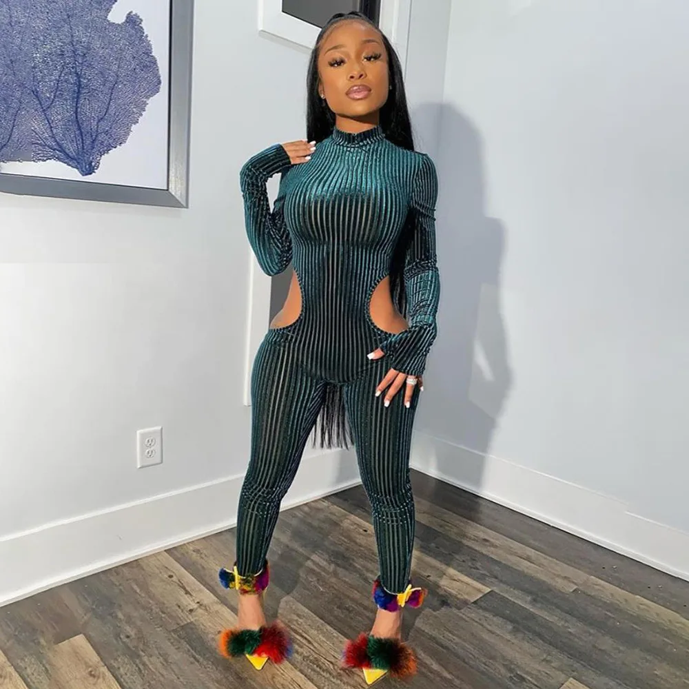 Workout Active Wear Rompers Womens Jumpsuit Sports Long Sleeve Fitness Hollow Out Zipper Jumpsuits Y12765
