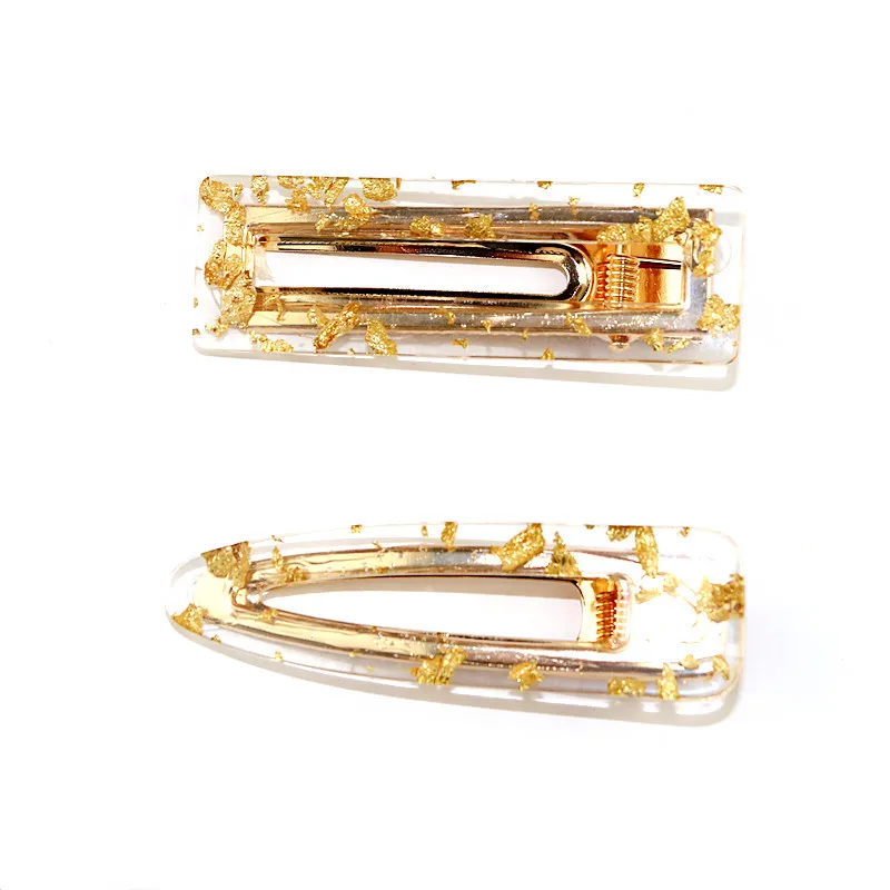 

Popular Hollow Geometric Acrylic Hair Clip Set Fashion Crystal Child Hair Clips For Girls