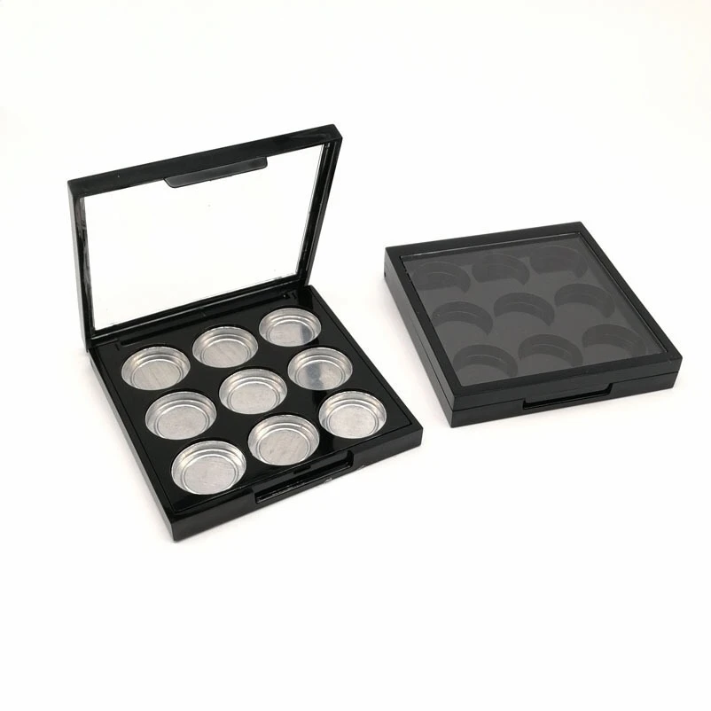

Empty Magnetic Eyeshadow Pallet Makeup Palette Large Black Organizer Round Palette Square Case With Mirror For Eyeshadow Pallet