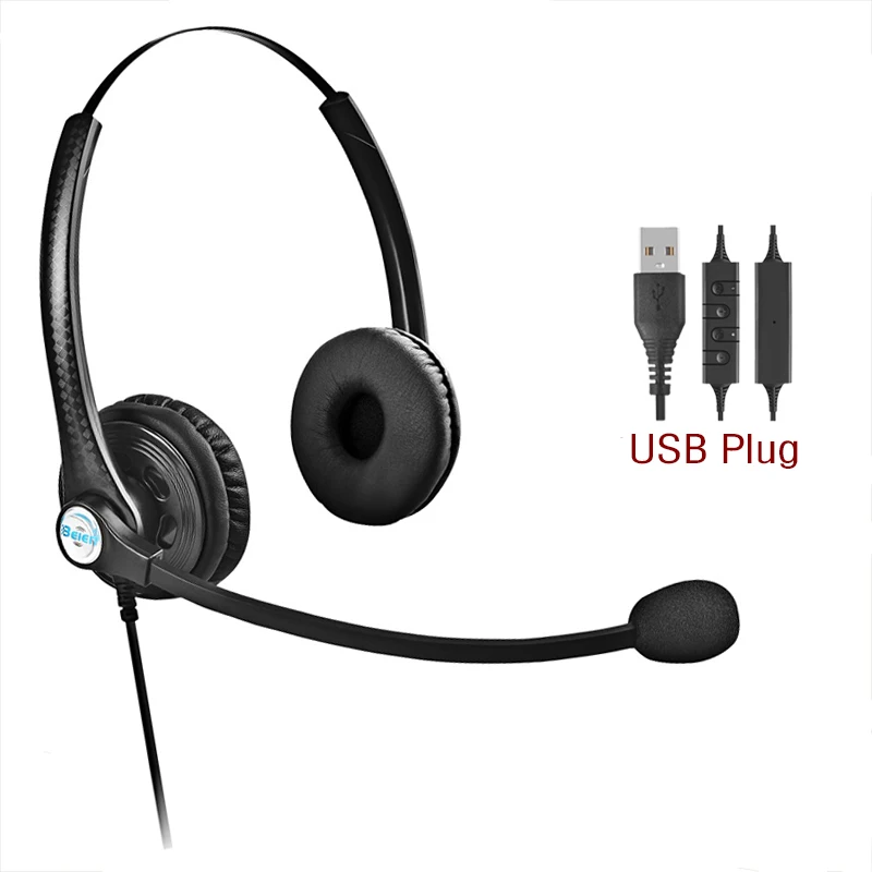

Professional Stereo USB Connector Call Center Headset Noise Cancelling Headphones With Mic And Volume Control For Office Meeting