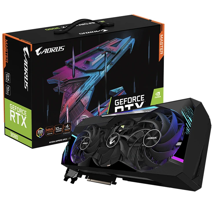 

Stock GIGABYTE AORUS RTX 3080 MASTER 10G Gaming Graphics Card with 10GB GDDR6X RTX 3080 Video Card