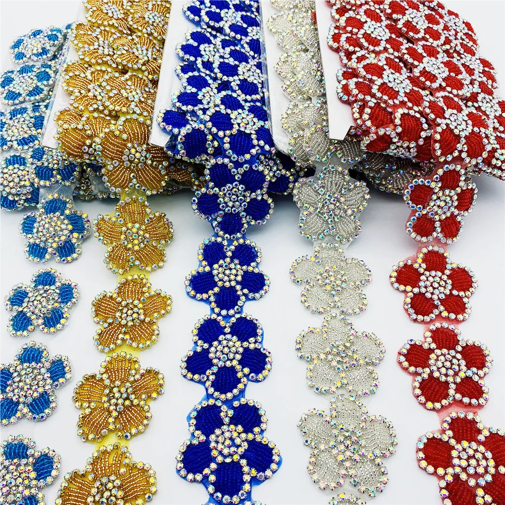 

Wholesale new flowers design drill chain iron on Rhinestone sew on rhinestone