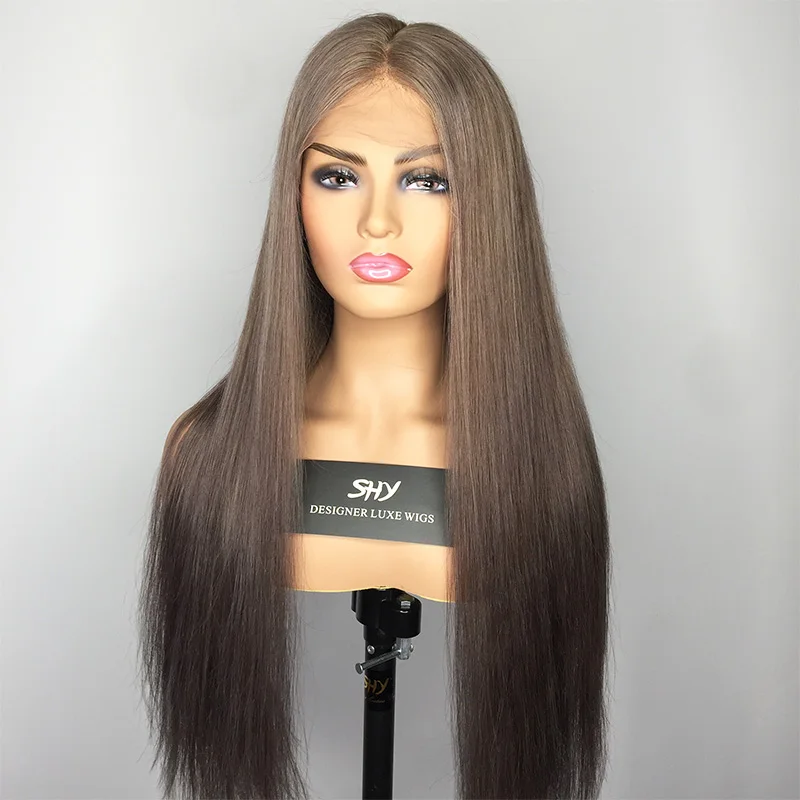 

100% Human Hair Wigs Silky Brazilian Wig Pre Plcued Single Knot Lace Front Wigs Bleached Knots