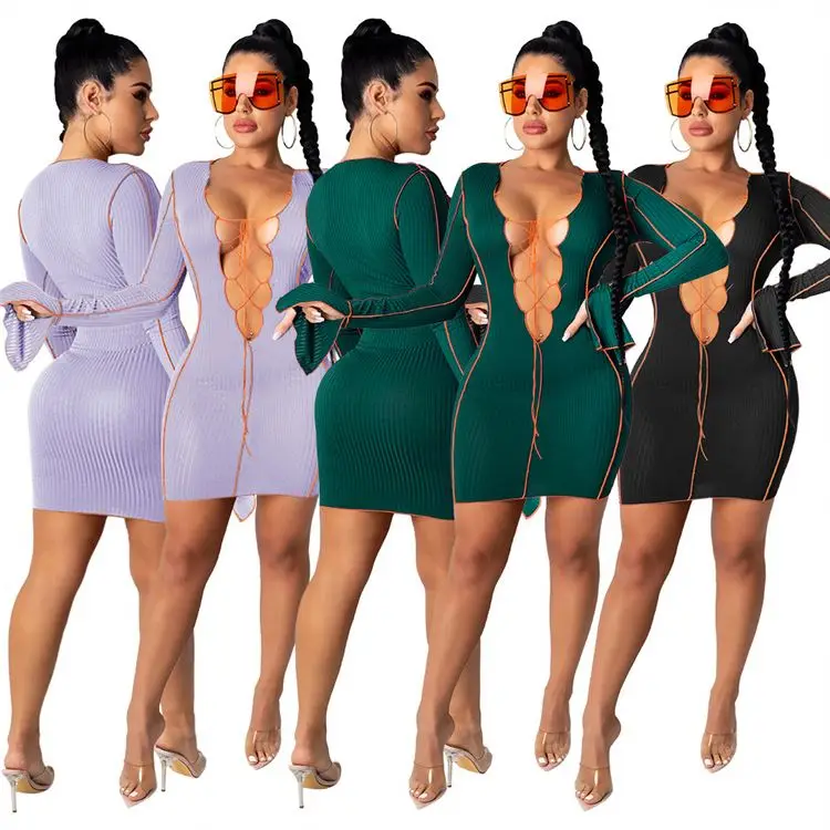 

1020M125 Fashion Sexy Ladies Bodycon Dresses Woman Casual Dress
