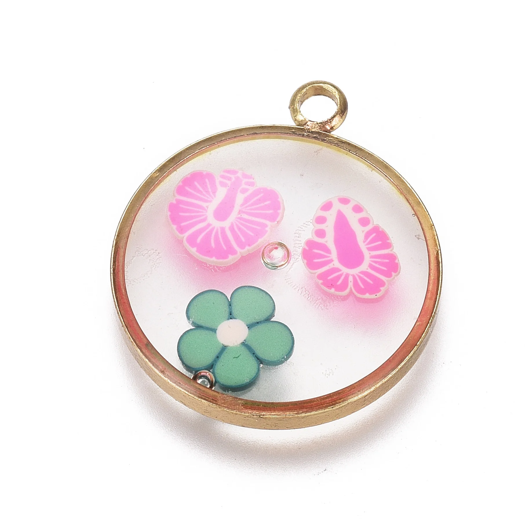 

PandaHall Mixed Shape Brass Finding Epoxy Resin Pendants