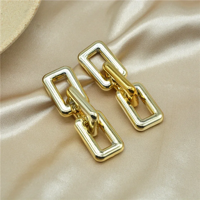 

Ding yi Hip-hop tassel geometric earrings exaggerated hollow chain earrings for women, Gold/sliver