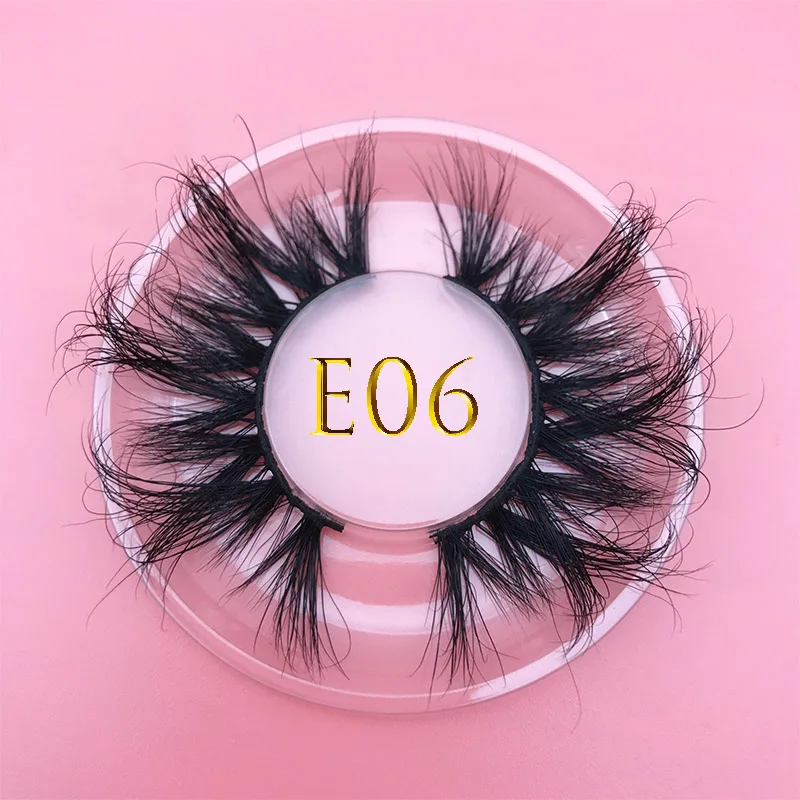 

25mm E06 100% handmade natural thick Eye lashes wispy makeup extention tools 3D mink hair volume soft false eyelashes