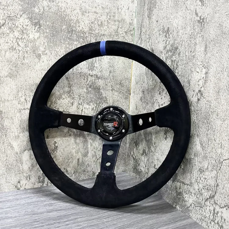 tiypeor Customizable general purpose Part Car Modification steering wheel 350MM Leather Racing Suede Sport Steering Wheel