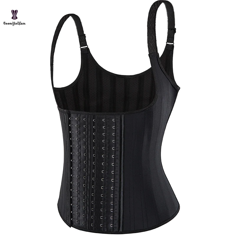 Removable Strap 25 Steel Bone Waist Trainer Smooth Latex Slimming Sheath Pushing Holes Waist Trainer Vest With 6 Hook