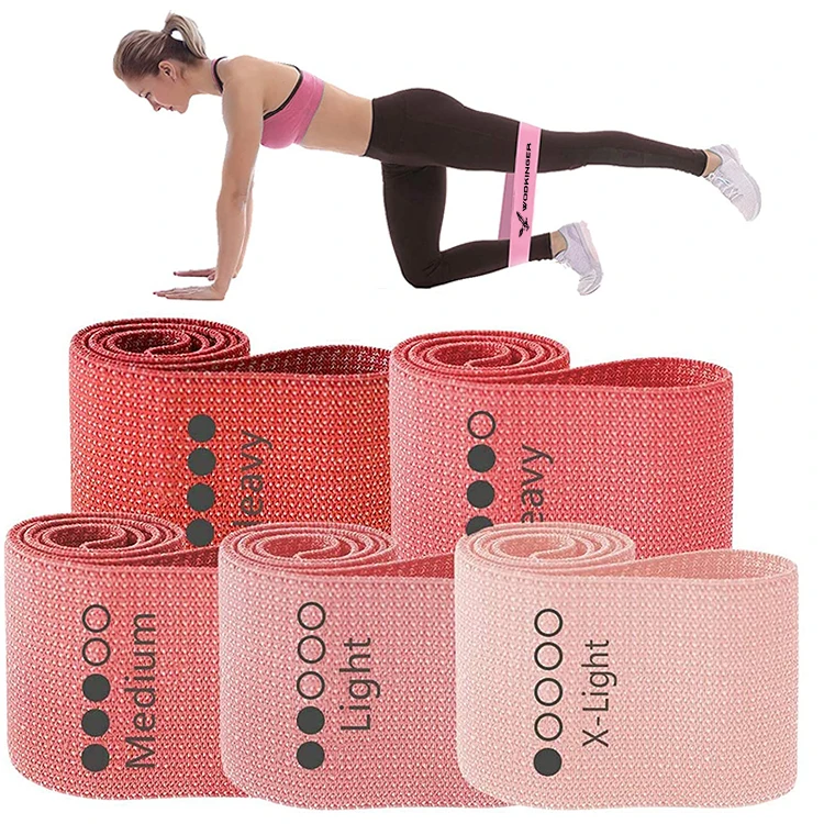 

Custom Logo Resistance Bands Strength Booty Bands Fabric Elastic Loop Exercise Bands, Pink gradient