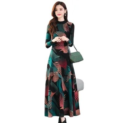 

2020 new arrivals ethnic style women's fall/winter vintage ladies and mother dresses over the knee plus size maxi dresses women