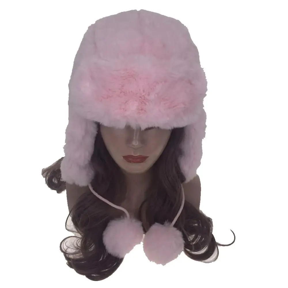 Pink faux fur trapper hat Clearance