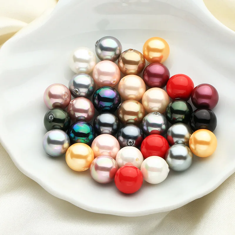 

Large supply of nanyang deep sea shell pearl color half hole shell pearl diy jewelry accessories wholesale beads, Color white