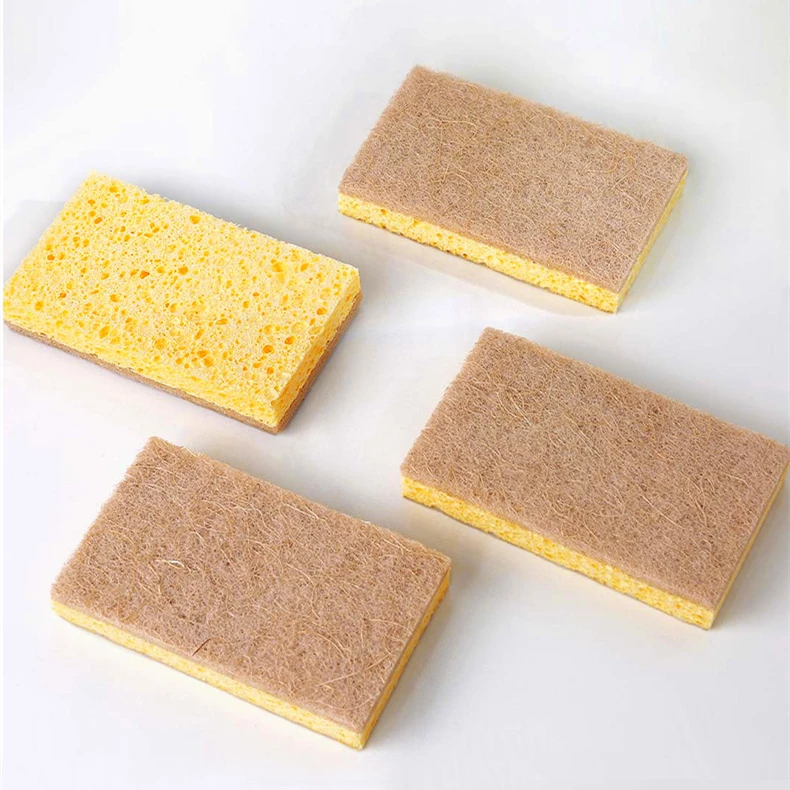 

Zero Waste Eco-Friendly Cleaning Sponge Pack of 6 Biodegradable Scrub Pads Non-Scratch Coconut Kitchen Sponge, Natural color