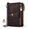 Darhope RFID anti-theft swiping bag leather multi-function clasp zipper retro mad horse cowhide men's bag casual zero wallet