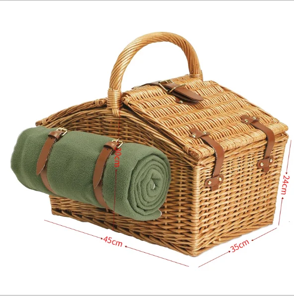 

vintage grey willow picnic basket with cover lid storage basket, As the pic