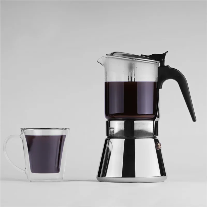 

Household 240ml Portable High Borosilicate Glass Stainless Steel Summer Coffee Pot