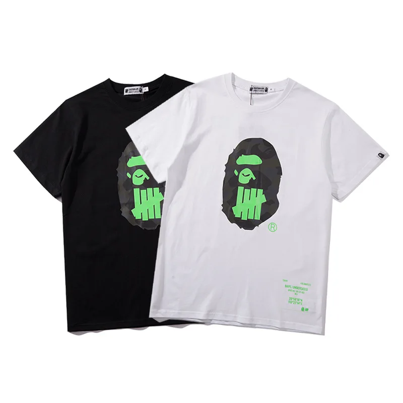 

New Style Wholesale Print Bape T-shirt Men's Casual Round Neck Short Sleeve Loose Cotton T Shirts, Picture color
