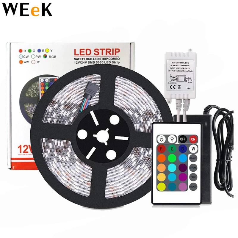 16.4ft LED Strip Lights Kit IP65 Led Strip Dimmable LED Strip with DC12V 6A Power Supply Under Cabinet Mirror Indoor Outdoor Red