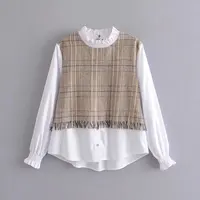 

Loose wholesale fashion beautiful new style cotton designs casual blouses top for women