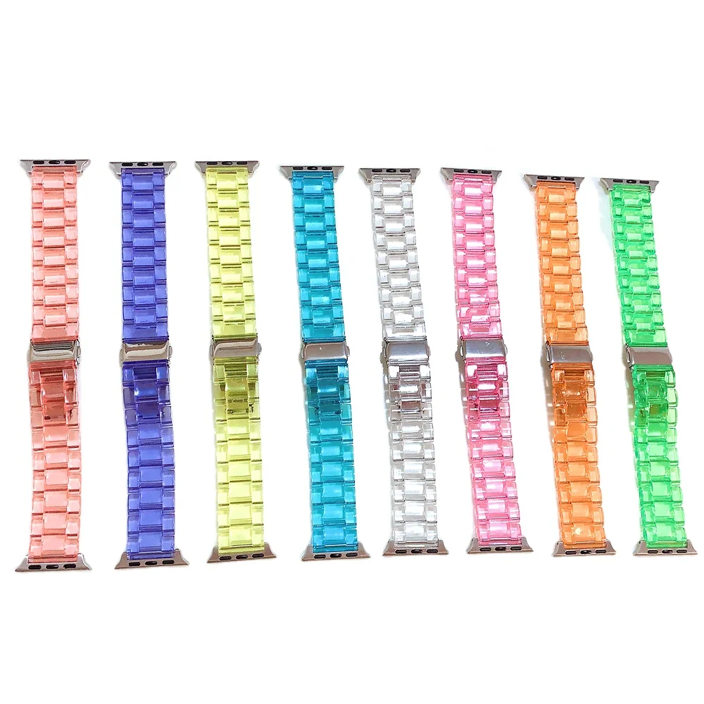 

Transparent Jelly Ice Resin Band Strap for Apple Watch 38/40/42/44mm Bracelet for iWatch Series SE 6 5 4 3 2 1 Watchband