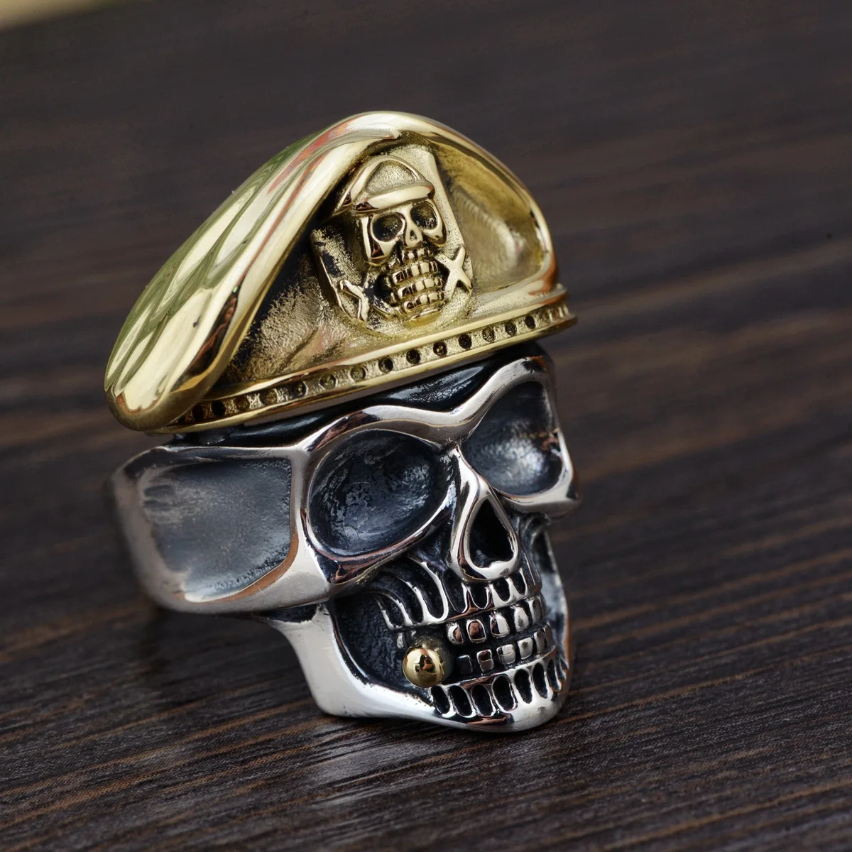 

Authentic 925 Sterling Silver Gothic Skeleton Skull Ring Men Punk Ring