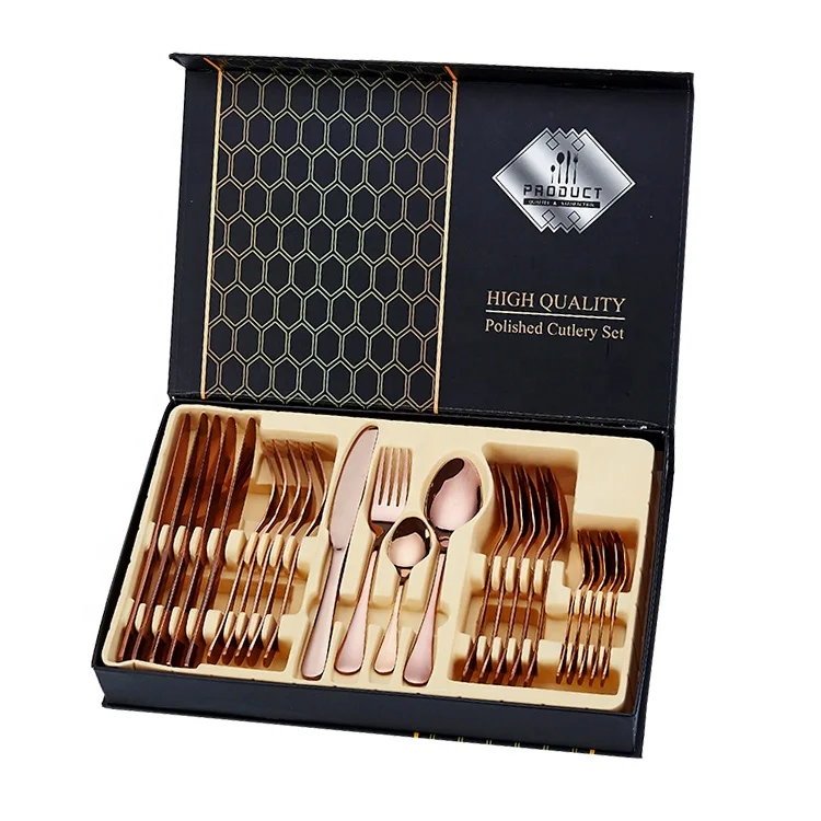 

Food Grade High Quality Pvd Coating Color Stainless Steel Flatware Set Details Rose gold Cutlery, Sivler/rose gold/gold /black/multi color