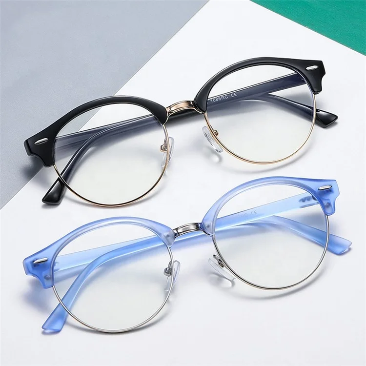 

Jiuling eyewear blue light blocking oculos myopia fashion brand design eyeglasses rice nail round spectacles frame for mens, Mix color or custom colors