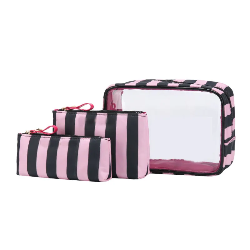 

Pink And Black PVC Transparet Cosmetic Bag Cosmetic Pouch Makeup Bag Cosmetic Bags & Cases