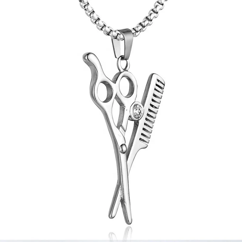 

Factoey Direct Sale High Quality Europe And America Style Pendant 316L Stainless Steel Punk Style Scissor Pendant Necklaces, Silver,gold