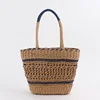 2019 Blue Fashion Style Handmade Dubai Crochet Paper Straw Handbags Mesh Beach Bag