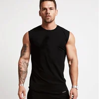 

Summer Breathable Mens Black 100% Cotton Sleeveless T-Shirt Workout Fitness Tank Top