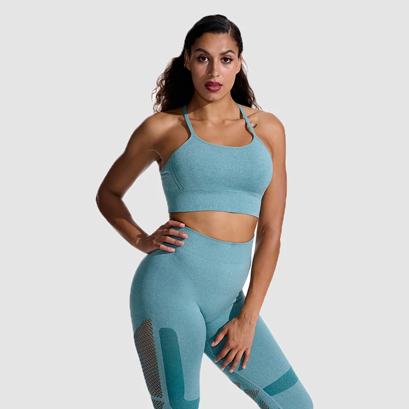 

2021 Women Fitness Sports Yoga Set Sling Bra Mesh Leggings Sexy Yoga Clothing BK333