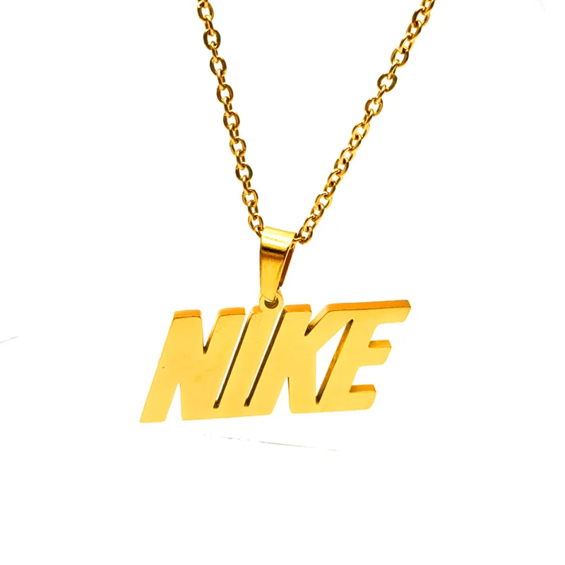 

18K Gold Hip Hop Mens Sport Urban Swoosh Cuban Necklace Jewelry Cheap Custom Logo Name Pendant Necklace, Silver , gold plated, rose gold