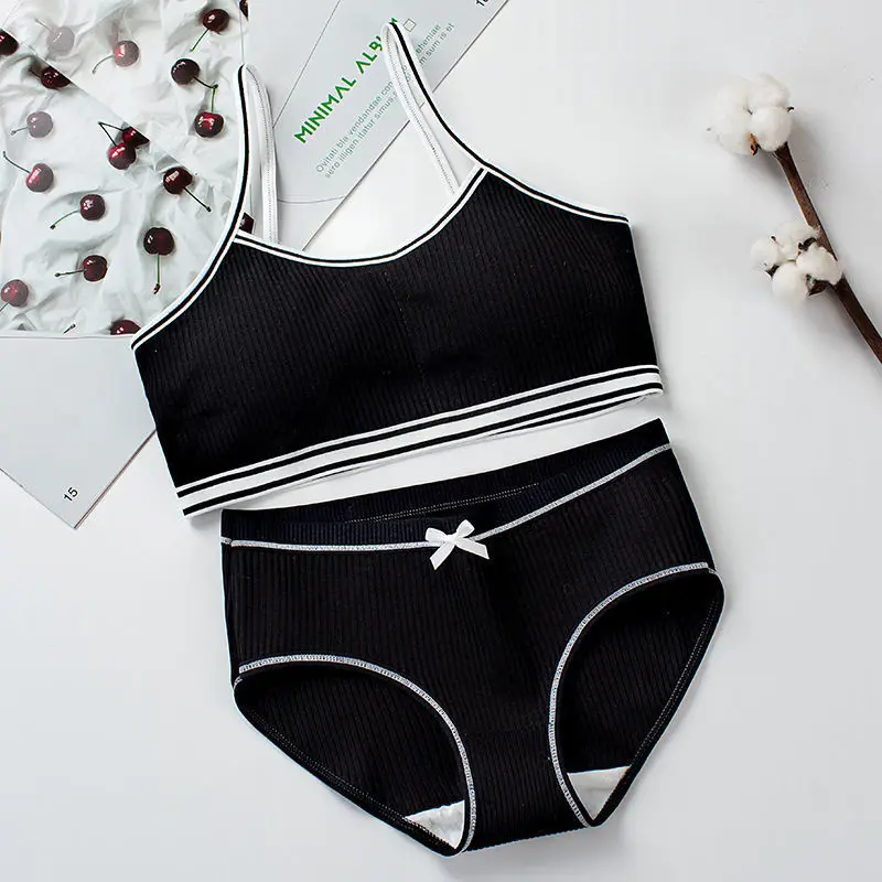 

School Little Brateen Girl Kids Teens Teenage Solid Color Cotton Bra Panty Set Children Underwear Sets For 15 Years Girl