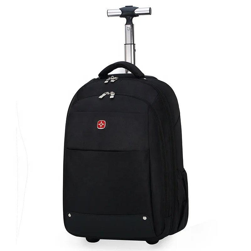 

Rolling Backpack Wheeled Carry Luggage Bag School Backpack Multi-function Laptop Backpack with Trolley, Black