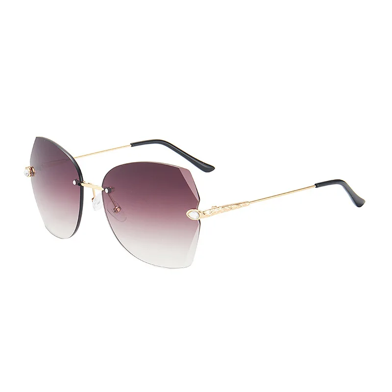 

New personality PC lens UV400 metal rimless women fashion sunglasses, Custom colors