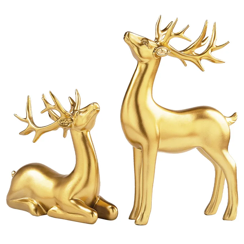 

New arrival Gold White Resin Deer Sulpture Decorations for Home Modern
