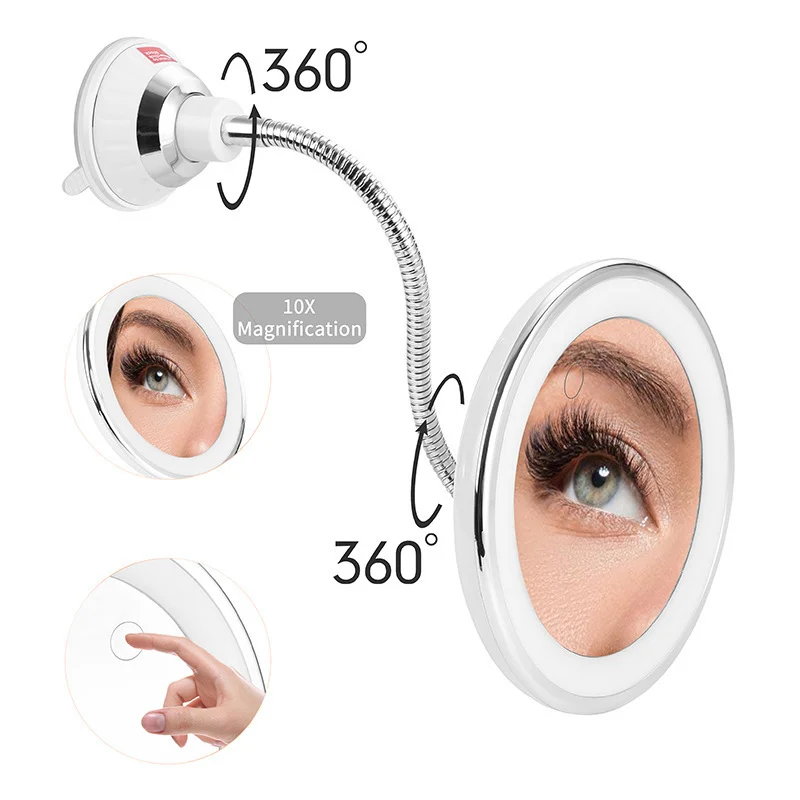 

Makeup mirror 10X magnification 360 rotating touch switch Beauty mirror with led suction cup folding beauty mirror