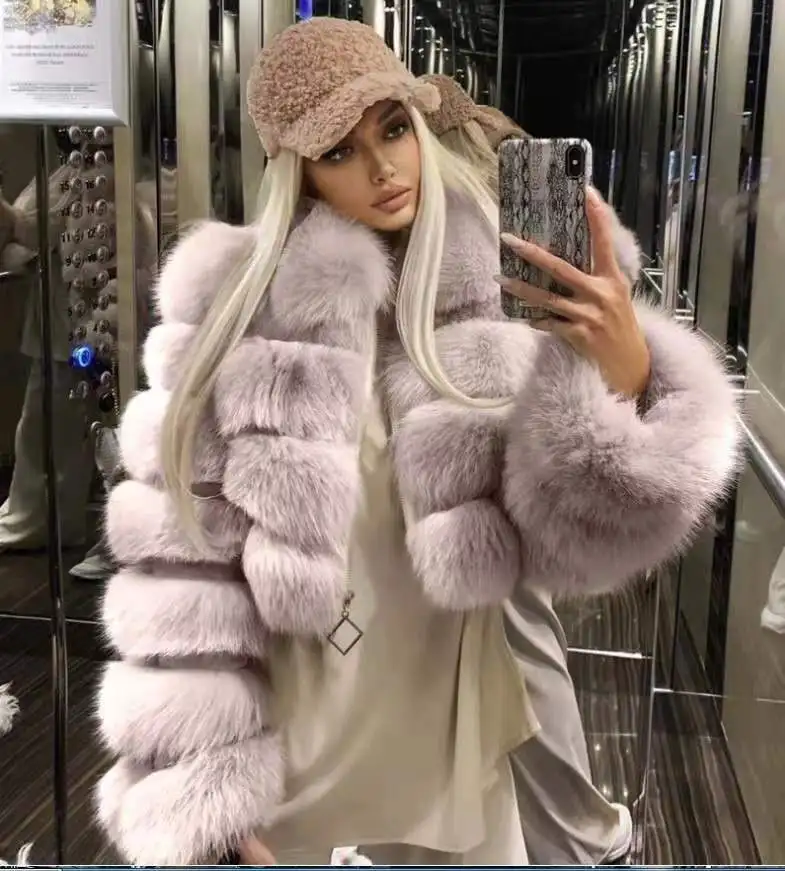 

Factory direct sale unique design fox fur jacket ladies artificial fox fur jacket/short fur jacket, Customized color