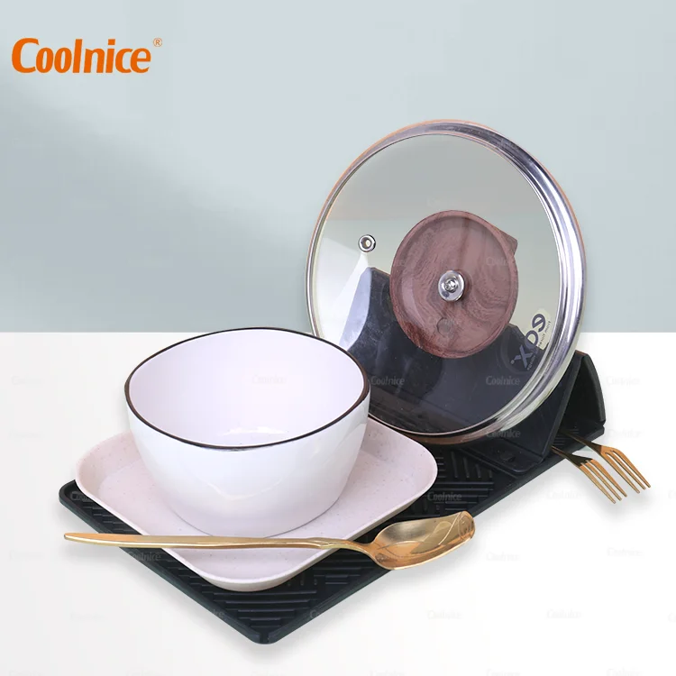 

New Design Custom Bpa Free Resistant Cooking Kitchen Spoon Silicone Utensil Rest Holder Cooking Tools With Drip Pad, Customized color