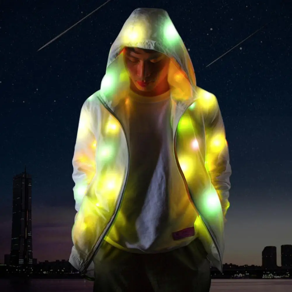 

LED Party Clothes Colorful Glowing Casual Top Flashing Lights Luminous Jacket Coat Costumes for Christmas Halloween Party