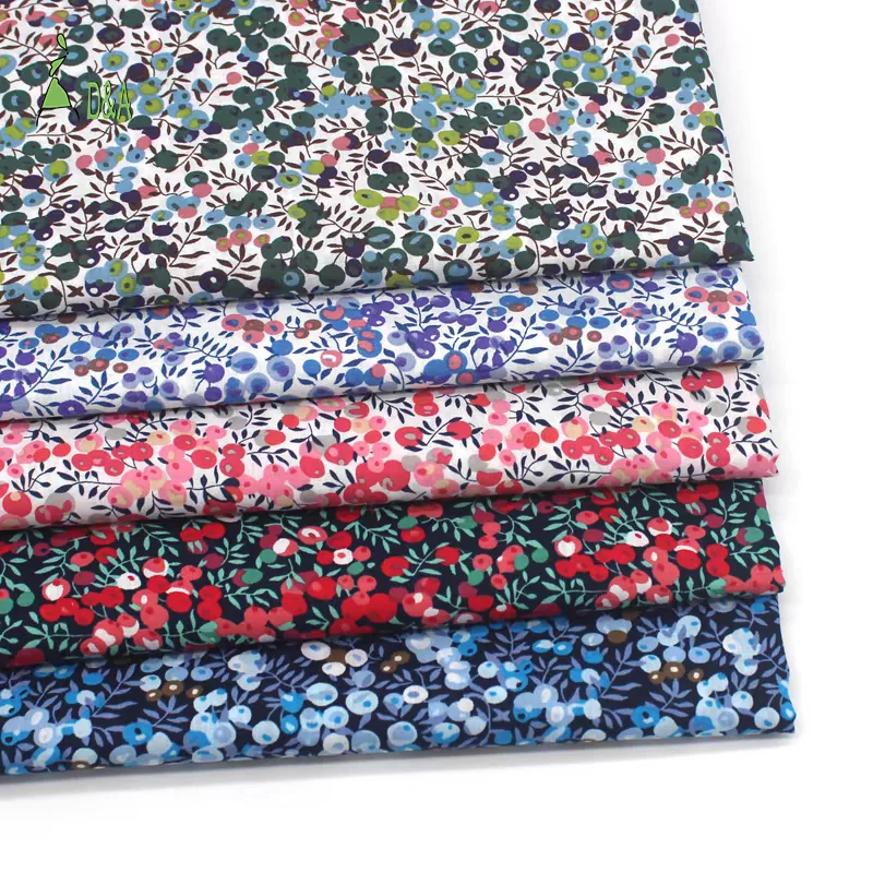 Wholesale 100% Organic Cotton Poplin Fabric Woven in Fruit Colors for Girls' Pastoral Style Shirts Covers Toys