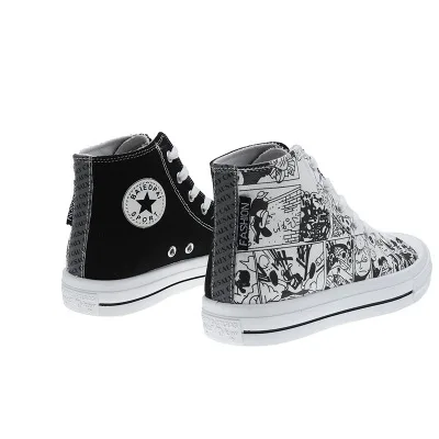 

New single shoe Korean fashion joker high top student casual shoes, As shown in figure