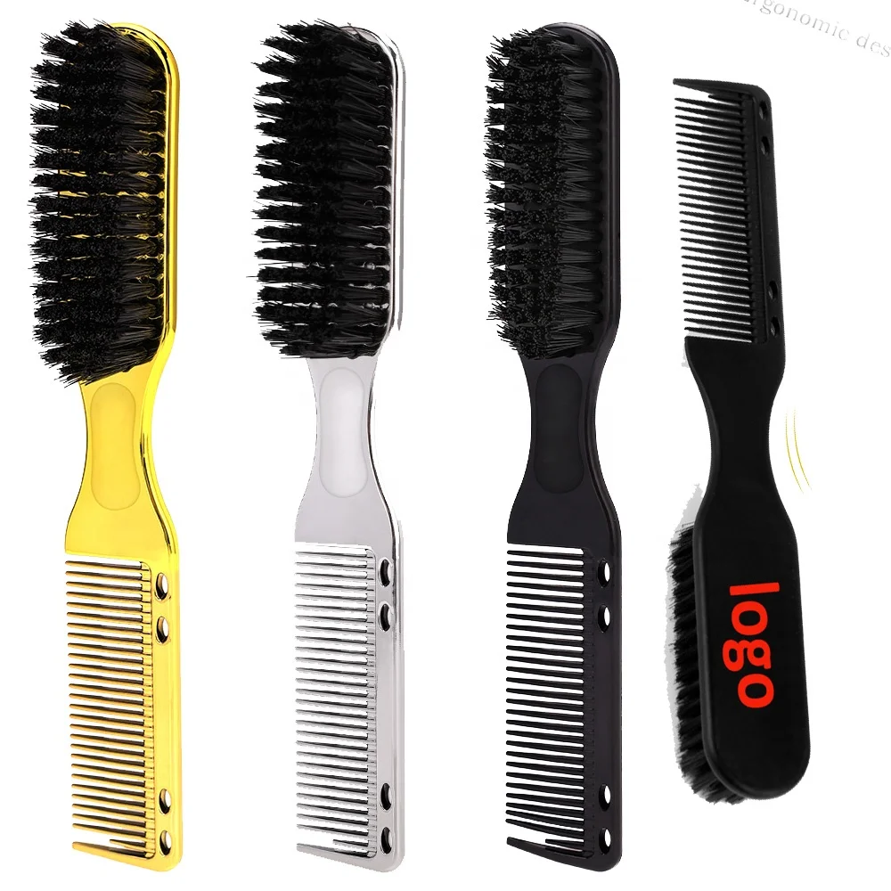 

Popular Wholesale Barber Double-sided Comb Brush Men's Beard Styling Brush Anti-Static Nylon Barber Cleaning Fade Brush