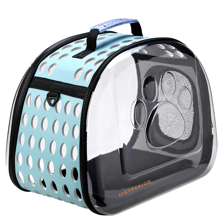 

High Quality Foldable Dog Harness Transparent Side Mesh Portable Carrier Dog Pet Cage